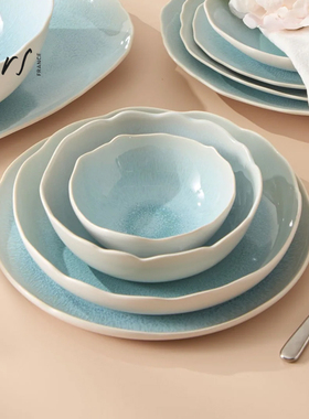 法国Jars PLUME渐变不规则艺术陶瓷餐具小众设计餐盘深盘碗咖啡杯