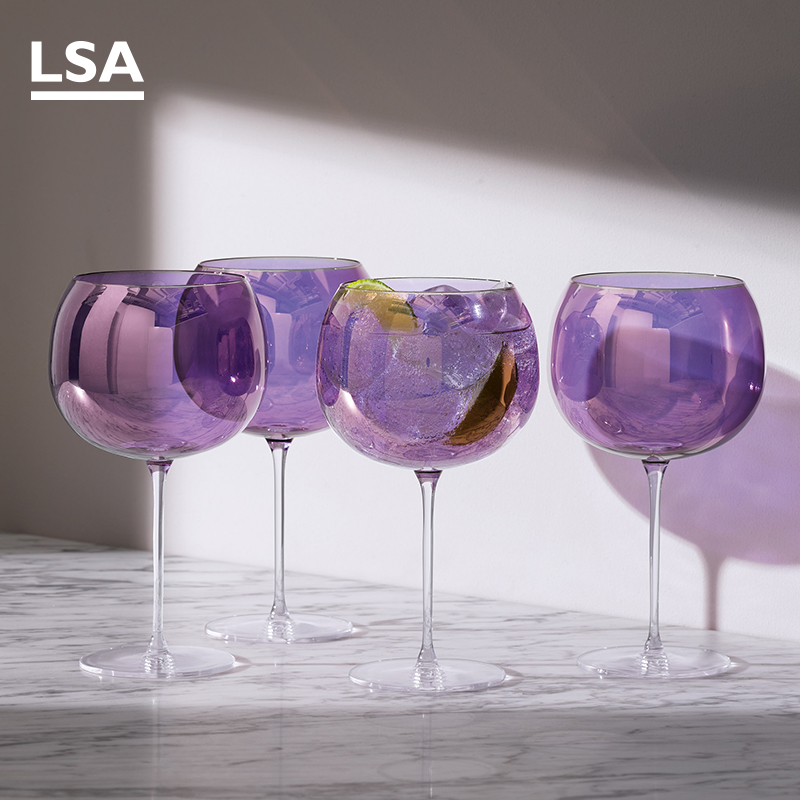 英国LSA黛拉紫水晶玻璃红酒杯高脚香槟杯葡萄酒杯海波杯 礼盒装