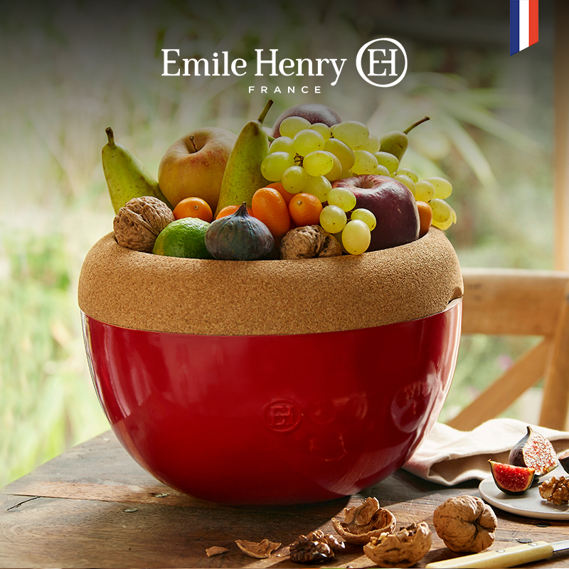 法国Emile Henry陶瓷果盆水果盆储物罐带盖 茶几果盘零食储存碗大