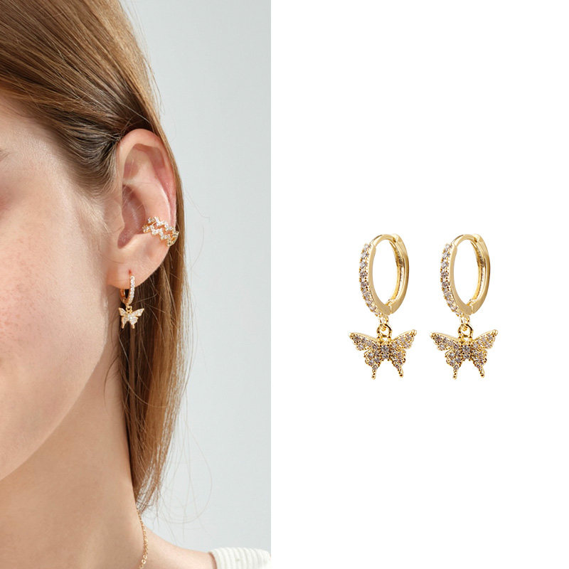 vzfine/薇思梵灵动蝴蝶璀璨闪钻耳环小众轻奢高级感耳饰e01922