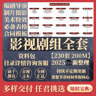 影视制片剧组常用表单导演编剧财务报价场记统筹美术服装表格模板