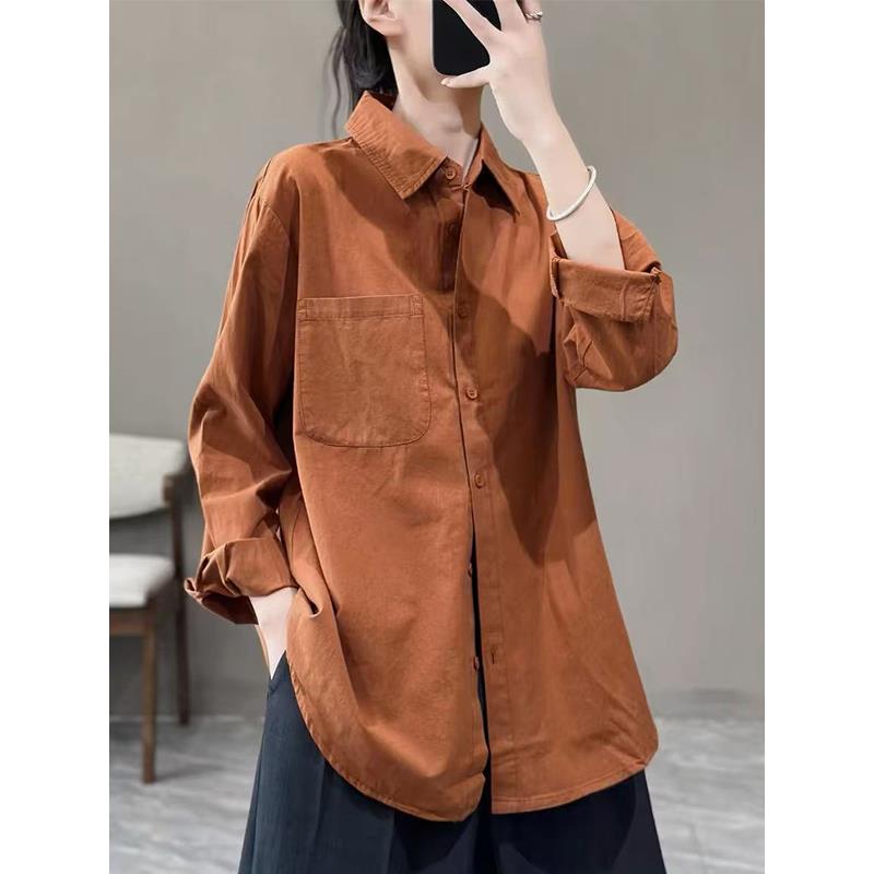 MONLOUVE女士休闲衬衫外套秋装2025新款广东普宁衬衣洋气大码早秋