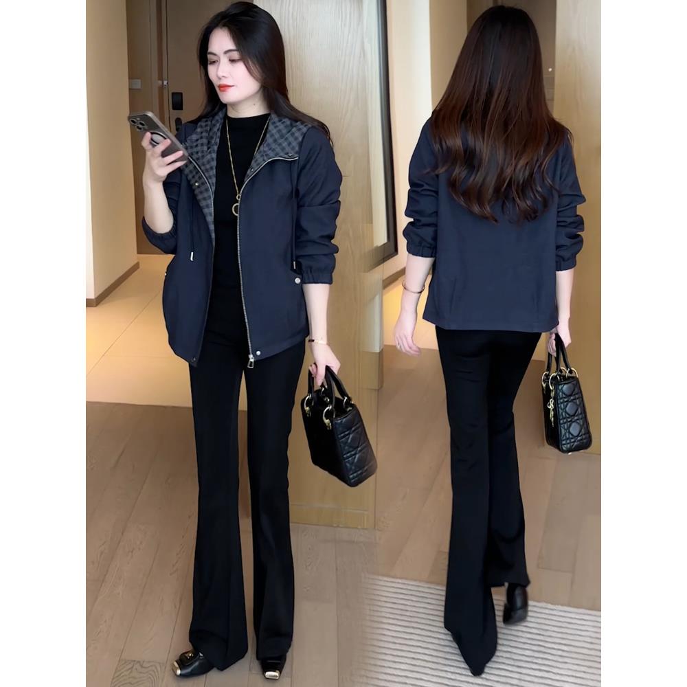 MONLOUVE时尚连帽短款外套女2025秋季新款洋气显瘦宽松休闲百搭夹