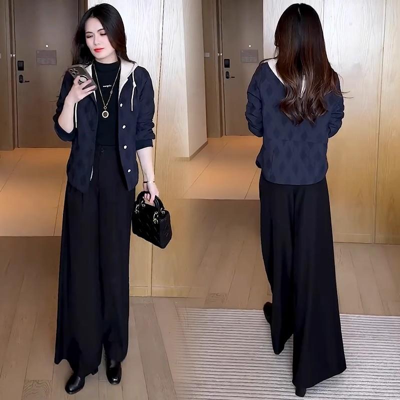 MONLOUVE加加厚短款外套女2025秋季新款时髦洋气菱格休闲连帽夹克