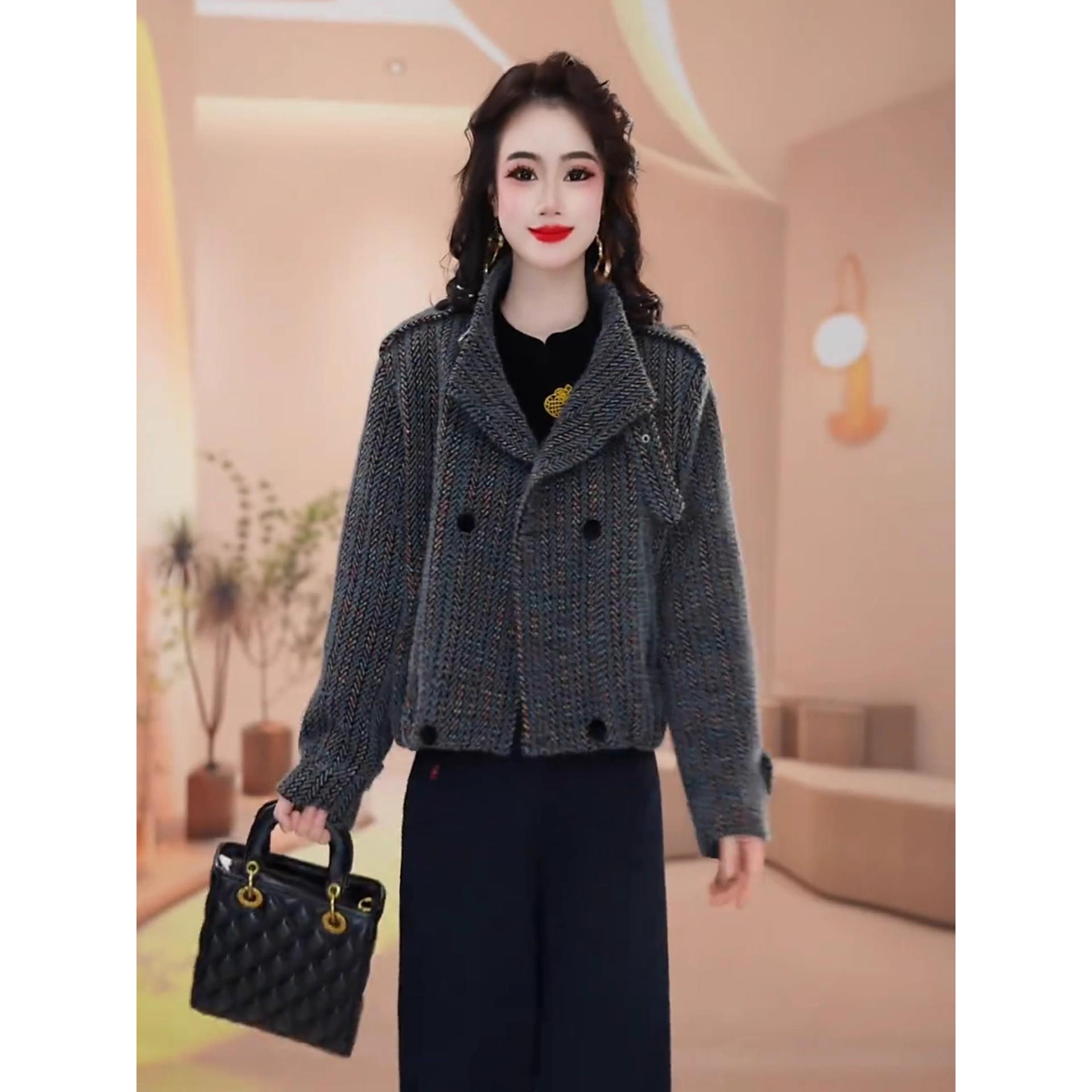 MONLOUVE时尚短外套女2025秋冬新款洋气宽松显瘦百搭休闲设计感夹