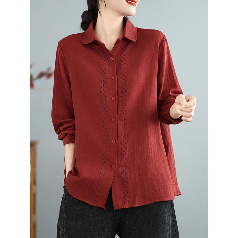 MONLOUVE广东普宁纯长袖衬衫外套女士春秋季2025年新款衬衣宽松休