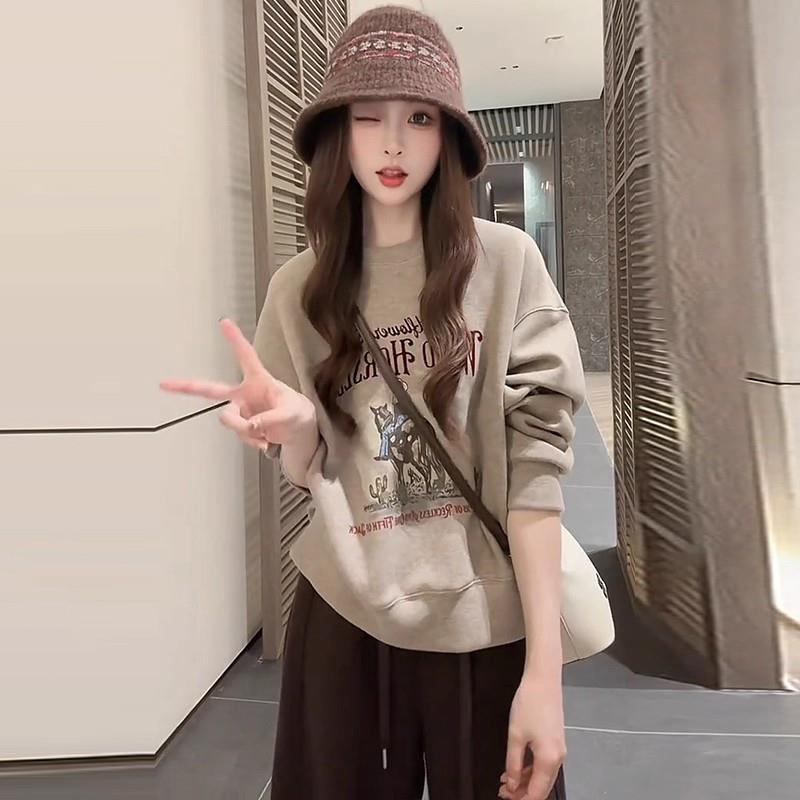 MONLOUVE时尚休闲套装女2025秋季新款时髦洋气显瘦圆领卫衣阔腿裤