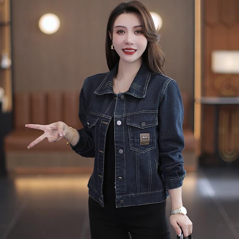 MONLOUVE时尚休闲牛仔短外套女士2025秋季新款洋气时髦百搭宽松长