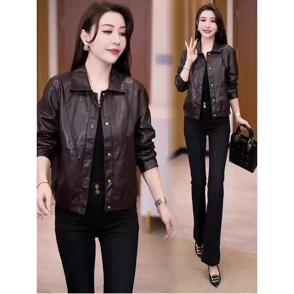 MONLOUVE时尚短款皮衣外套女2025秋季新款洋气显瘦小个子百搭皮夹