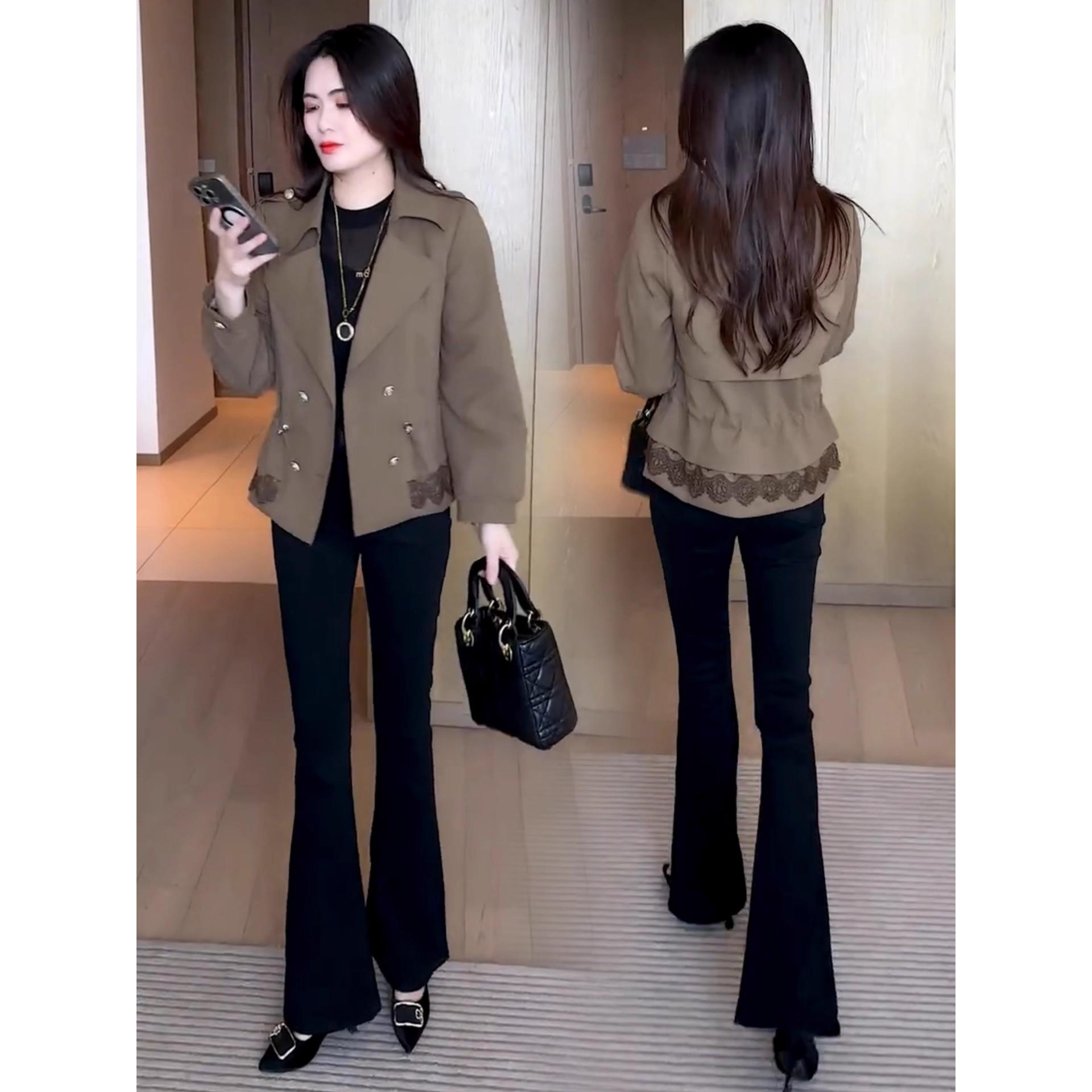 MONLOUVE时尚短款风衣外套女2025秋季新款洋气百搭显瘦小个子休闲