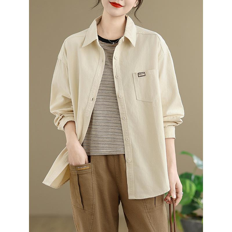 MONLOUVE女士衬衫洋气时尚2025新款妈妈休闲衬衣外套大码胖mm早秋