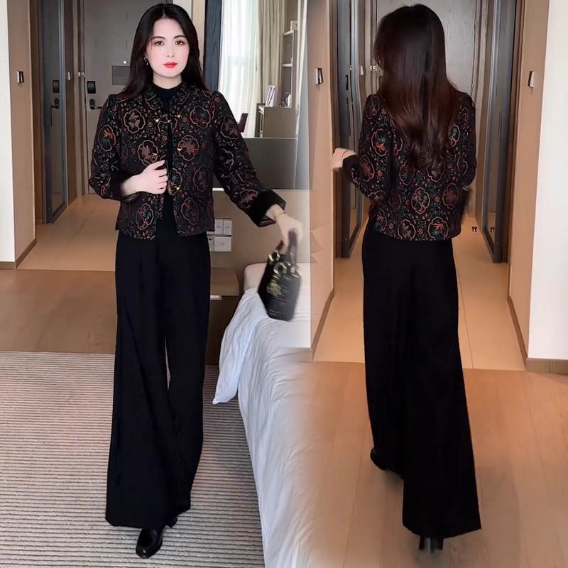 MONLOUVE新中式时尚短款外套女2025秋冬新款洋气国风盘扣百搭夹服