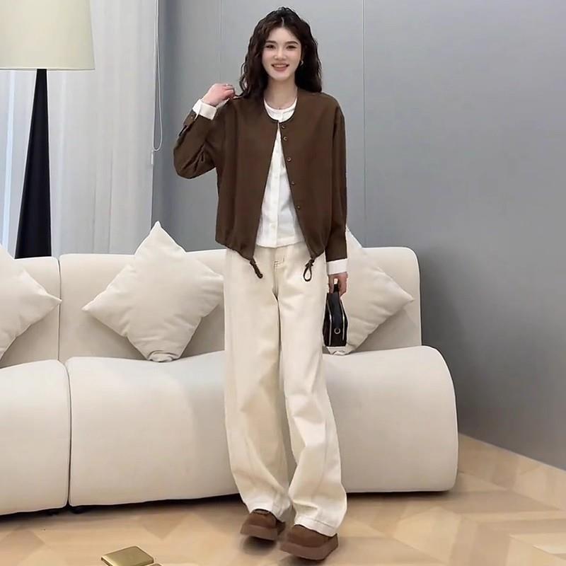 MONLOUVE假两件短款外套女秋季新款洋气显瘦小个子百搭休闲夹克开