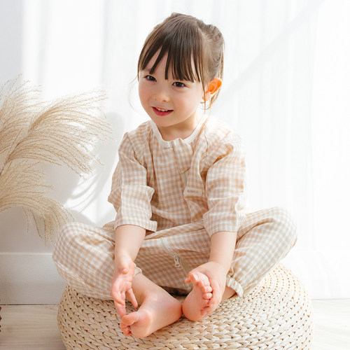 2层纱布九分袖睡袋创新有机棉纱