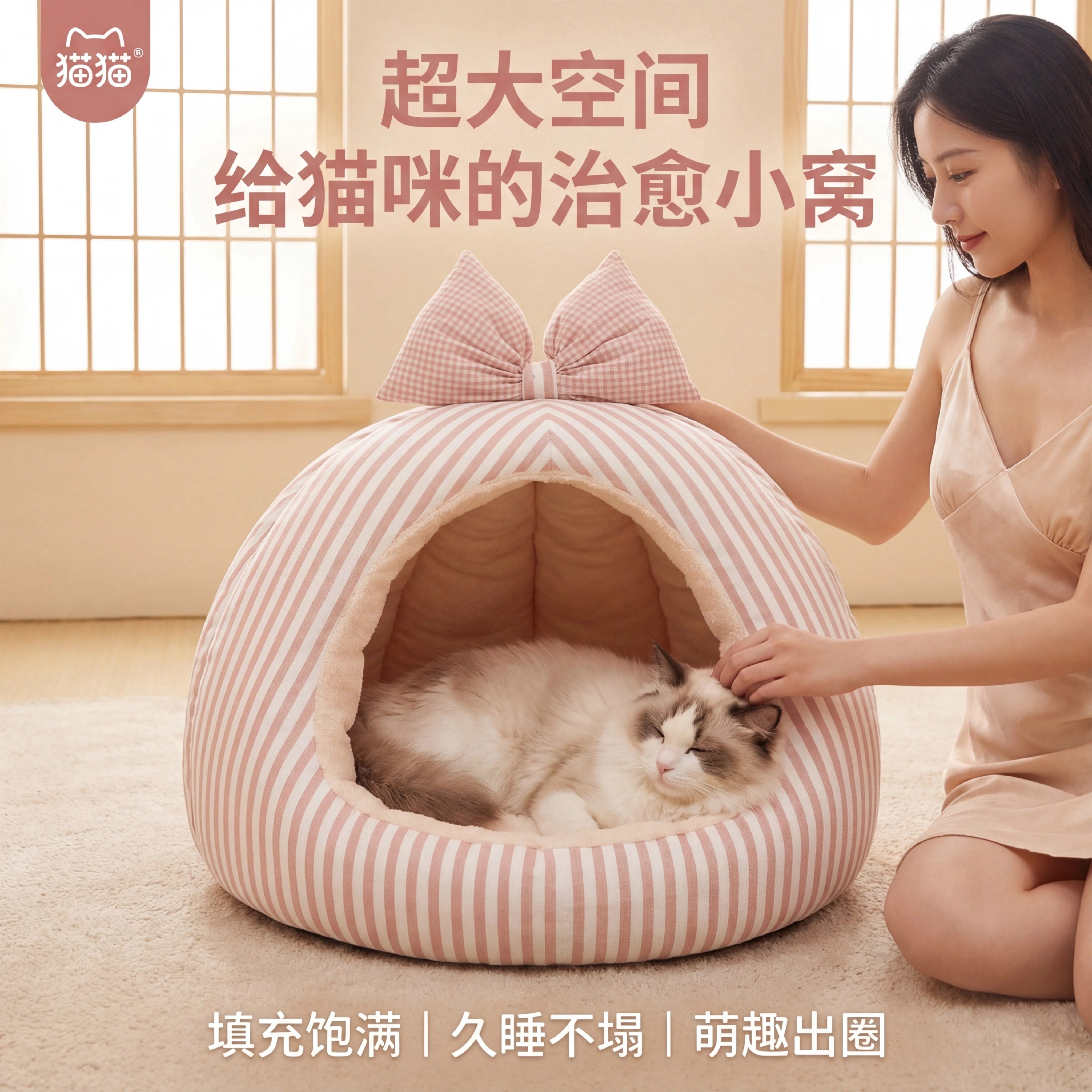 猫窝四季通用可拆洗猫咪躲避屋图片