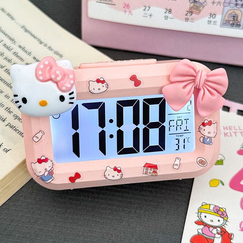 Kitty夜光迷你多功能闹钟