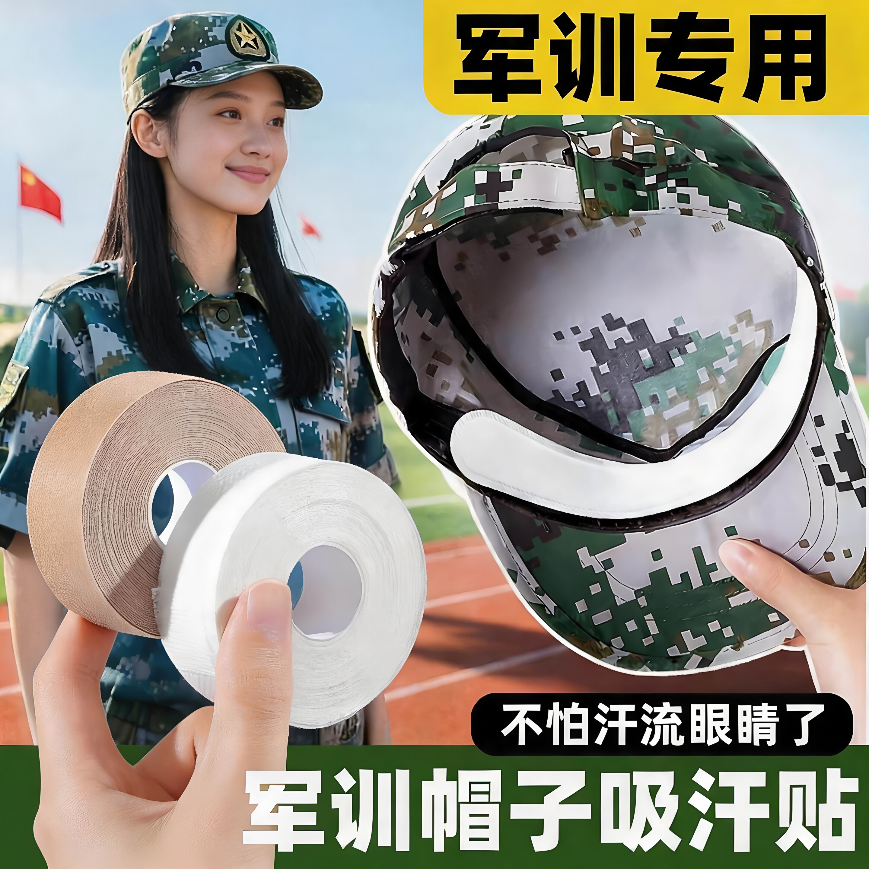 军训用品帽子吸汗贴开学男生女生可裁剪高中大学生宿舍神器