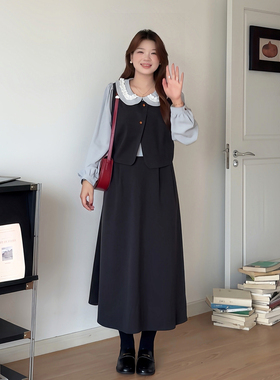 微胖的喵喵适合大码女装胖mm秋季巨好看的显瘦娃娃领连衣裙子6155