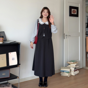 巨好看 微胖 胖mm春装 女装 显瘦娃娃领连衣裙子6155 喵喵适合大码