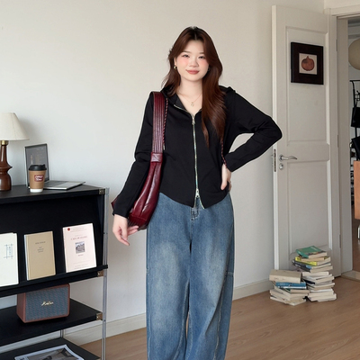 大码女装秋季休闲卫衣开衫外套