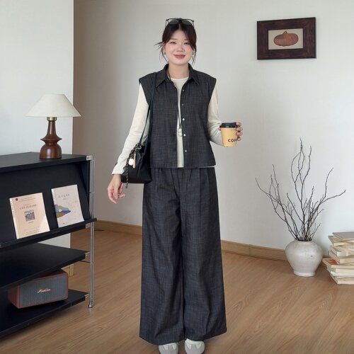 大码女装胖mm早秋时尚高级感套装