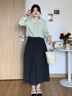 通勤高腰显瘦长款 女装 梨形mm春季 1932 半身长裙子 喵喵 微胖 大码