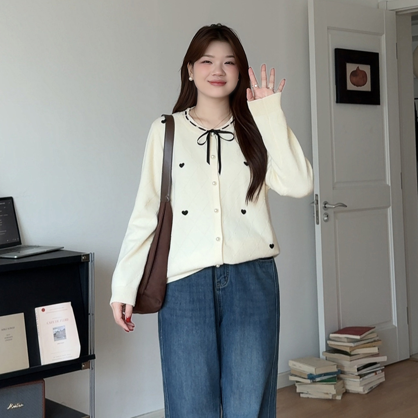 微胖的喵喵大码女装胖mm秋冬季刺绣爱心毛衣减龄气质针织开衫3396,女装/女士精品,大码内搭,淘宝优惠券,粉丝福利购,淘宝优惠卷