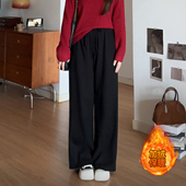 喵喵梨形报恩裤 加绒裤 大码 微胖 胖mm冬装 厚款 遮胯阔腿裤 子女0756