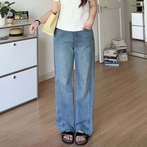 大码女胖mm蓝色遮跨显瘦牛仔裤子