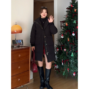 mm冬季 大码 宽松显瘦时尚 加厚长款 0216 微胖 毛领羽绒服外套 喵喵