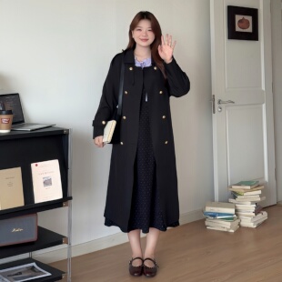 显瘦穿搭高级感巨好看 微胖 胖mm秋季 女装 风衣外套3934 喵喵大码