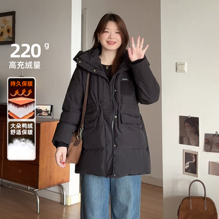 微胖的喵喵大码女装胖mm冬季保暖加厚外套短款休闲连帽羽绒服9906