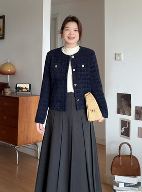 微胖的喵喵大码女装胖mm冬装穿搭气质显瘦轻奢小香风加厚外套0737