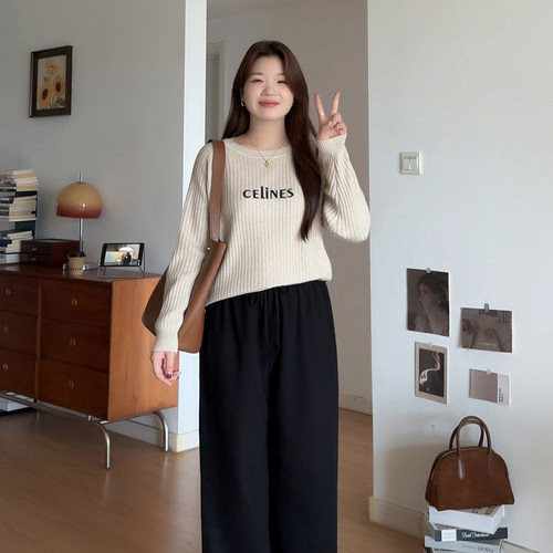 大码显瘦插肩袖针织打底衫上衣女