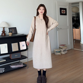 微胖 胖mm秋冬翻领半拉链巨百搭休闲针织连衣裙3265 喵喵大码 女装