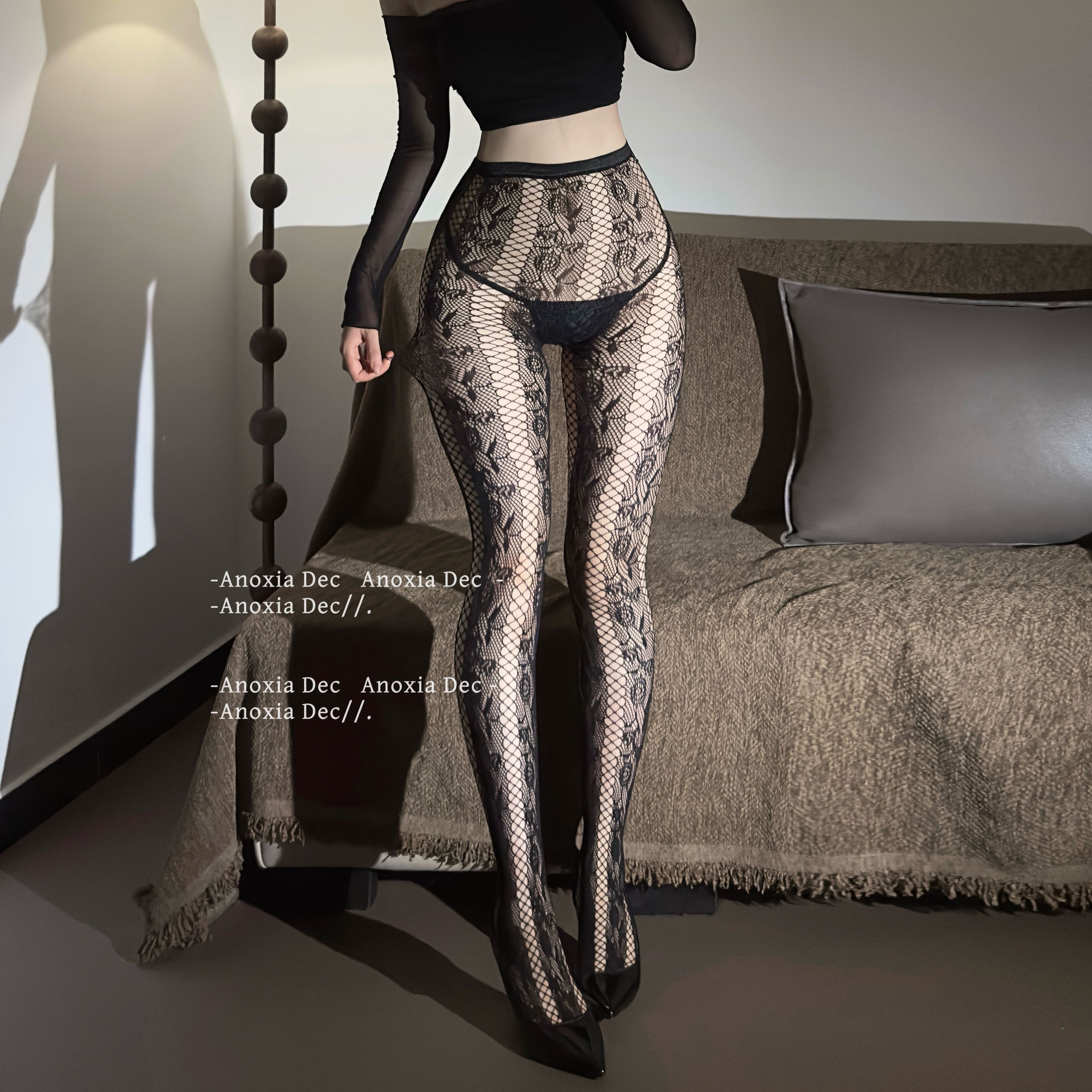 性感镂空渔网袜女过膝长筒袜