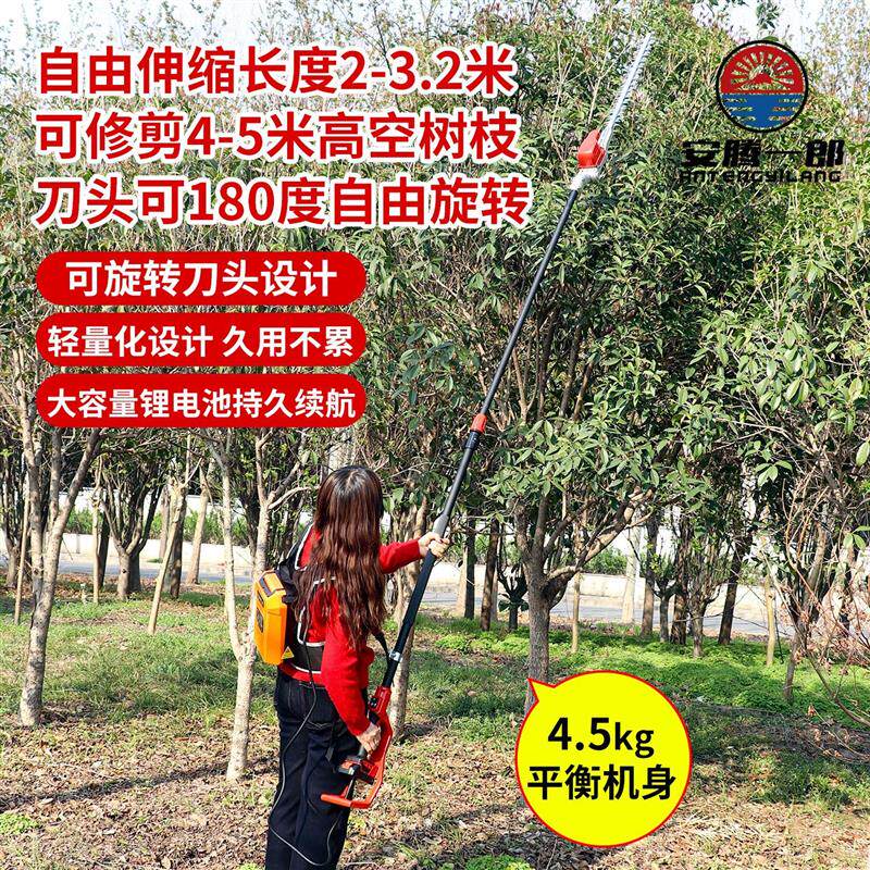 加长杆绿篱修剪机电动绿篱机绿化锂电高枝剪园林高枝绿篱剪枝机