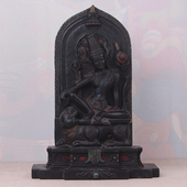 绿度母菩萨 藏区佛像摆件 黑石 35cm 13cm 明清 25cm 老旧