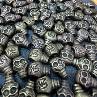 藏区回流老铜阿呆三通佛头手工DIY半成品文玩佛珠配件饰品批发