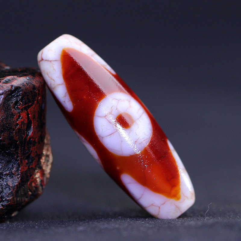 梵间星辰 西藏天然玛瑙 龙鳞凤血虎牙三眼天珠 顶项链吊坠 锁骨链