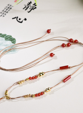 吊坠挂绳民族手工项链百搭玉坠编织绳手吊坠挂件唐卡文玩蜜蜡绳子