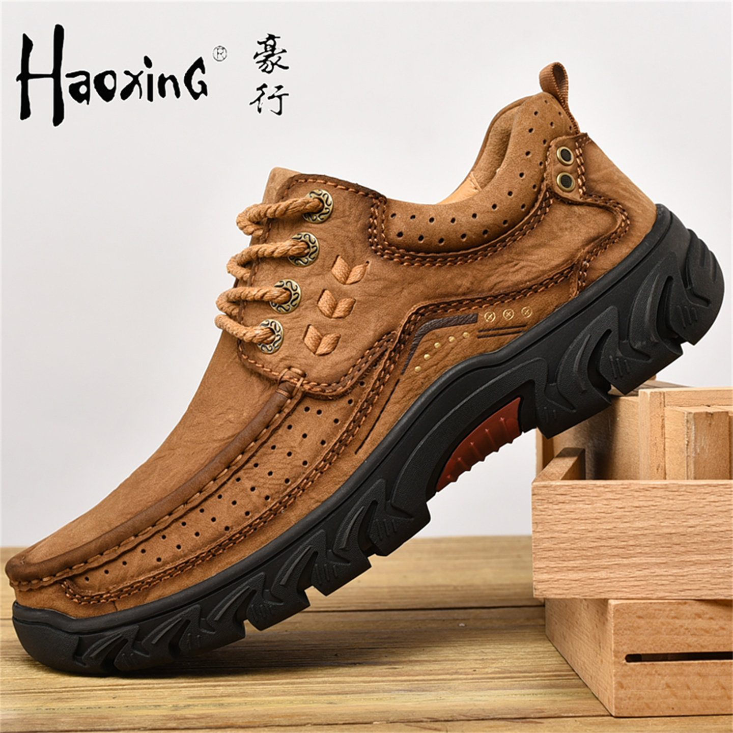 豪行男鞋秋季真皮工装休闲皮鞋男图片