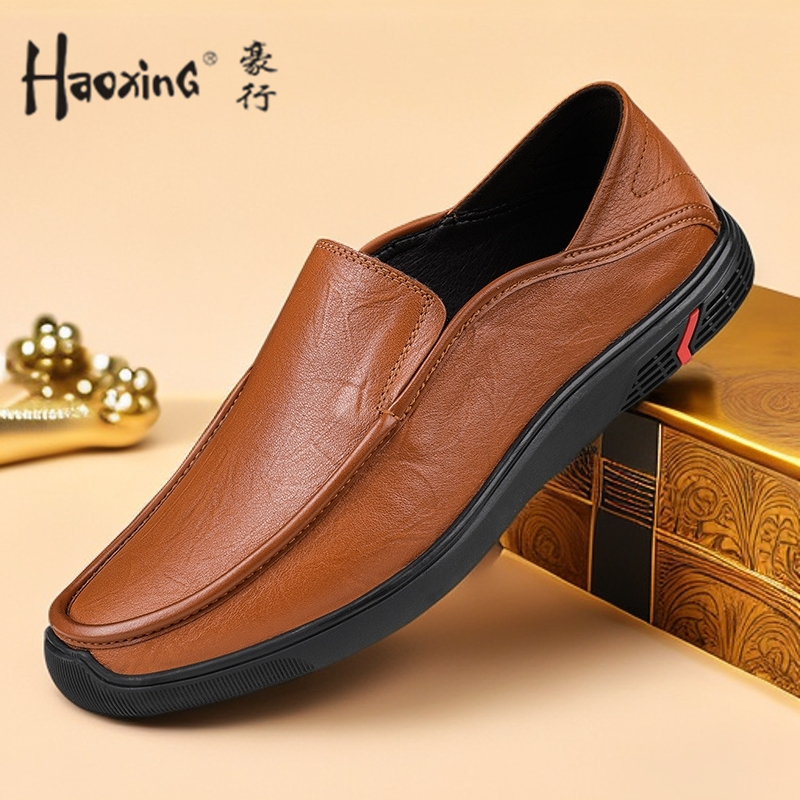 豪行男鞋春季透气真皮软底一脚蹬黑色豆豆鞋男士商务正装休闲皮鞋,流行男鞋,休闲皮鞋,淘宝优惠券,粉丝福利购,淘宝优惠卷