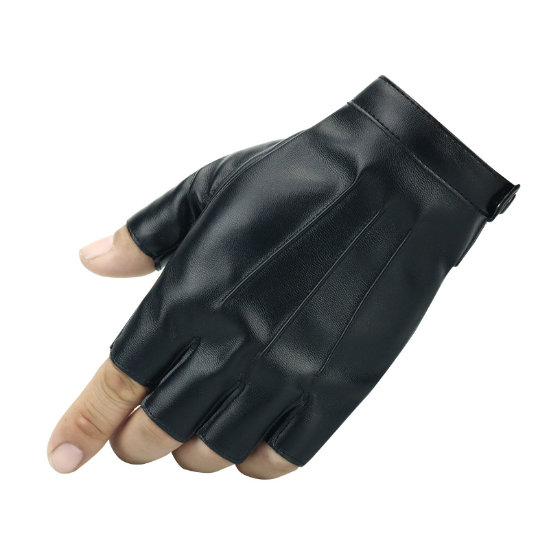 真PU皮半指手套男女情侣款骑行户外运动登山健身钓鱼瑜伽手套