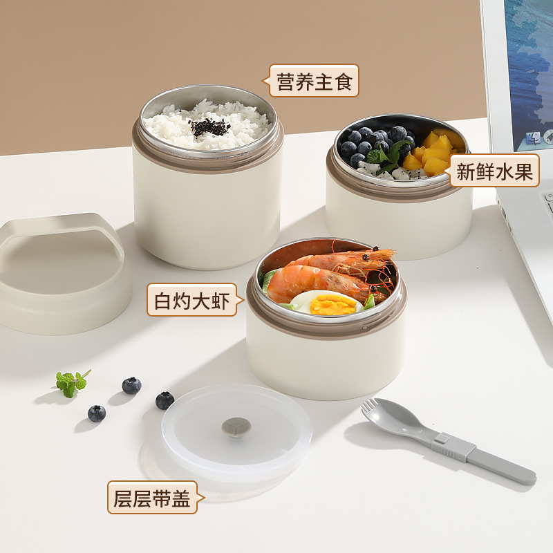 304不锈钢保温饭盒式学生饭盒圆形密封多格饭盒带保温袋饭盒