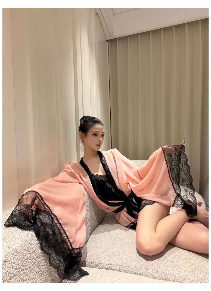 宽大喇叭袖性感睡袍睡衣女款2026新款薄款高级感雪纺家居服室内