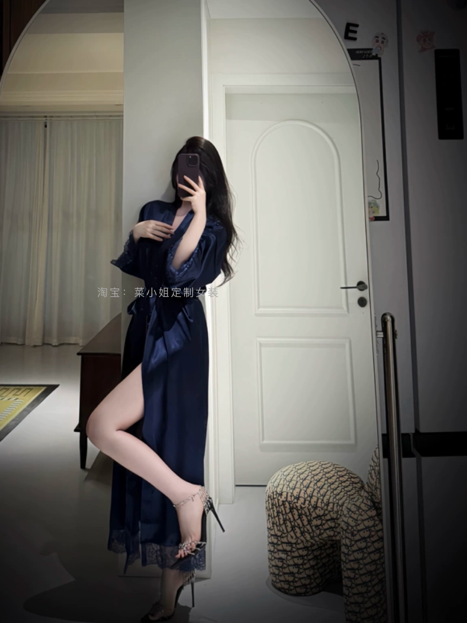 现货闪发】古早姐姐仿真丝轻奢睡袍多色选择晨袍蕾丝高个子御姐,女士内衣/男士内衣/家居服,睡袍/浴袍,淘宝优惠券,粉丝福利购,淘宝优惠卷