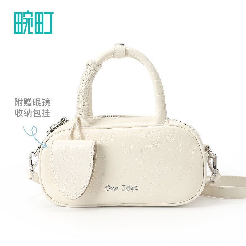 畹町休闲油皮枕头包女韩系简约时尚波士顿包通勤百搭斜挎保龄球包,箱包皮具/热销女包/男包,通用款女包,淘宝优惠券,粉丝福利购,淘宝优惠卷