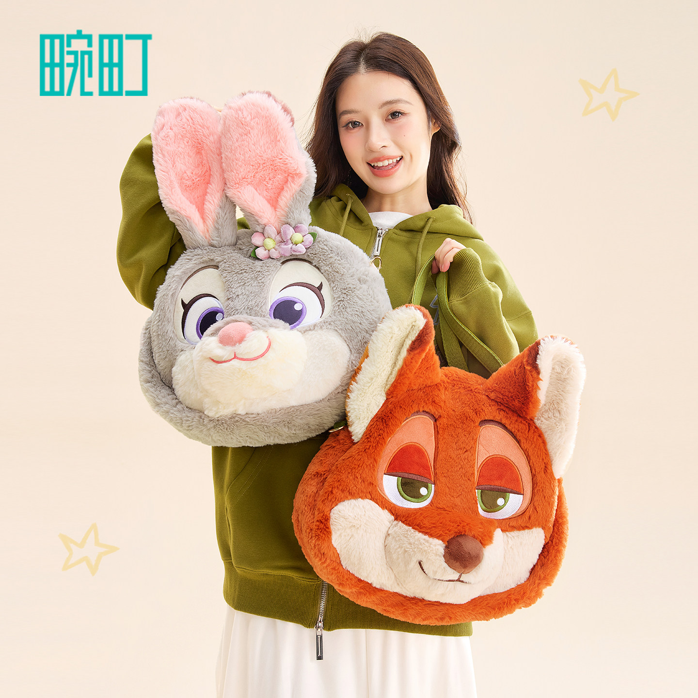 畹町迪士尼疯狂动物城朱迪尼克毛绒包女大学生上课包斜挎单肩包包
