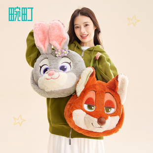 畹町迪士尼疯狂动物城朱迪尼克毛绒包女大学生上课包斜挎单肩包包